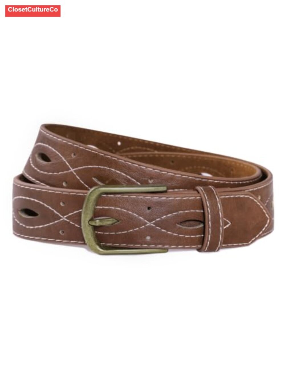 Faux Leather Western Belt Hollow-Out Cowgirl Adjustable